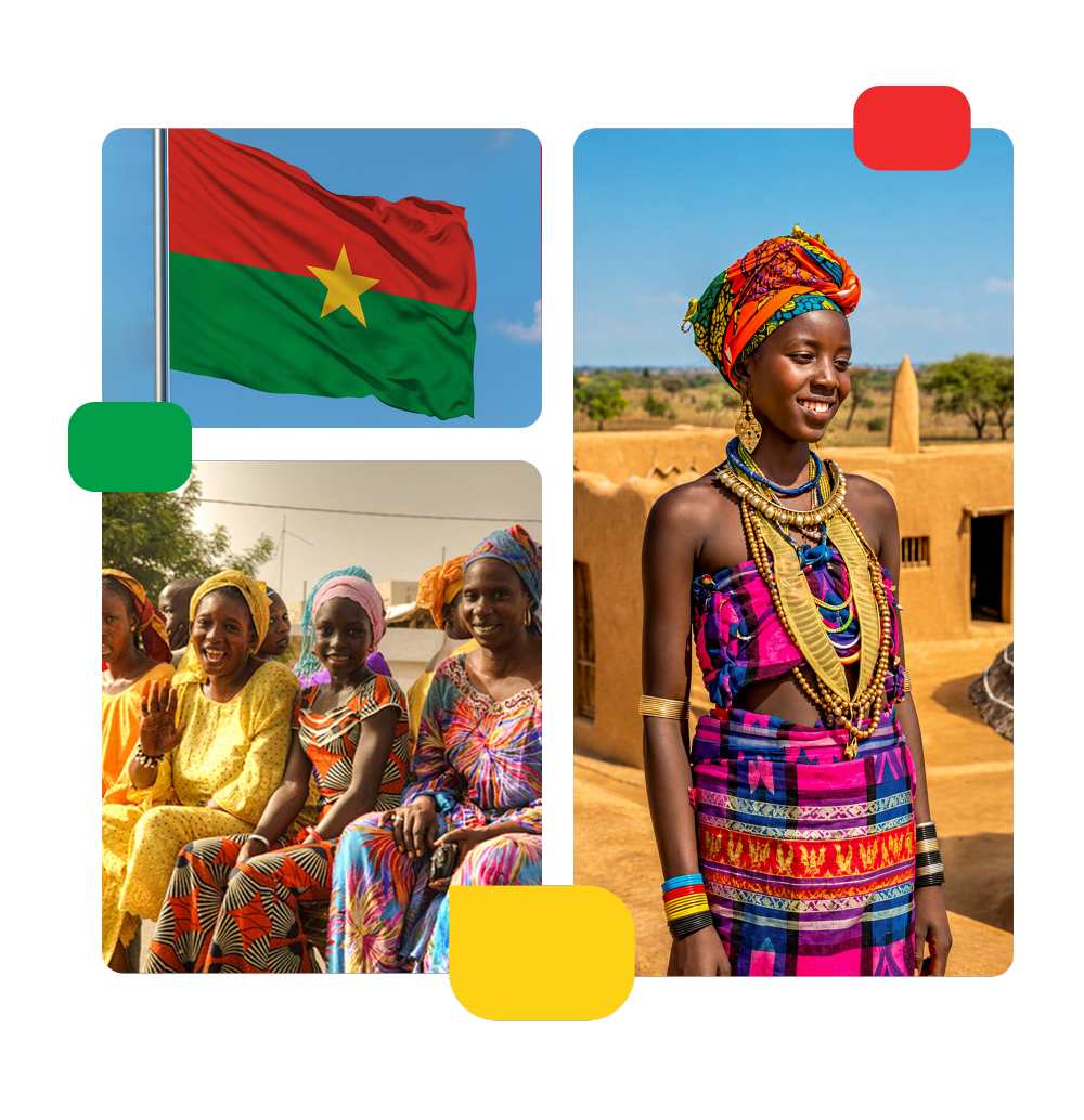 People in Burkina Faso with the Burkina Faso flag