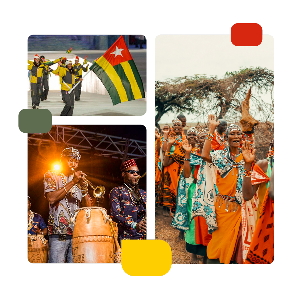 People in Togo with the Togo flag